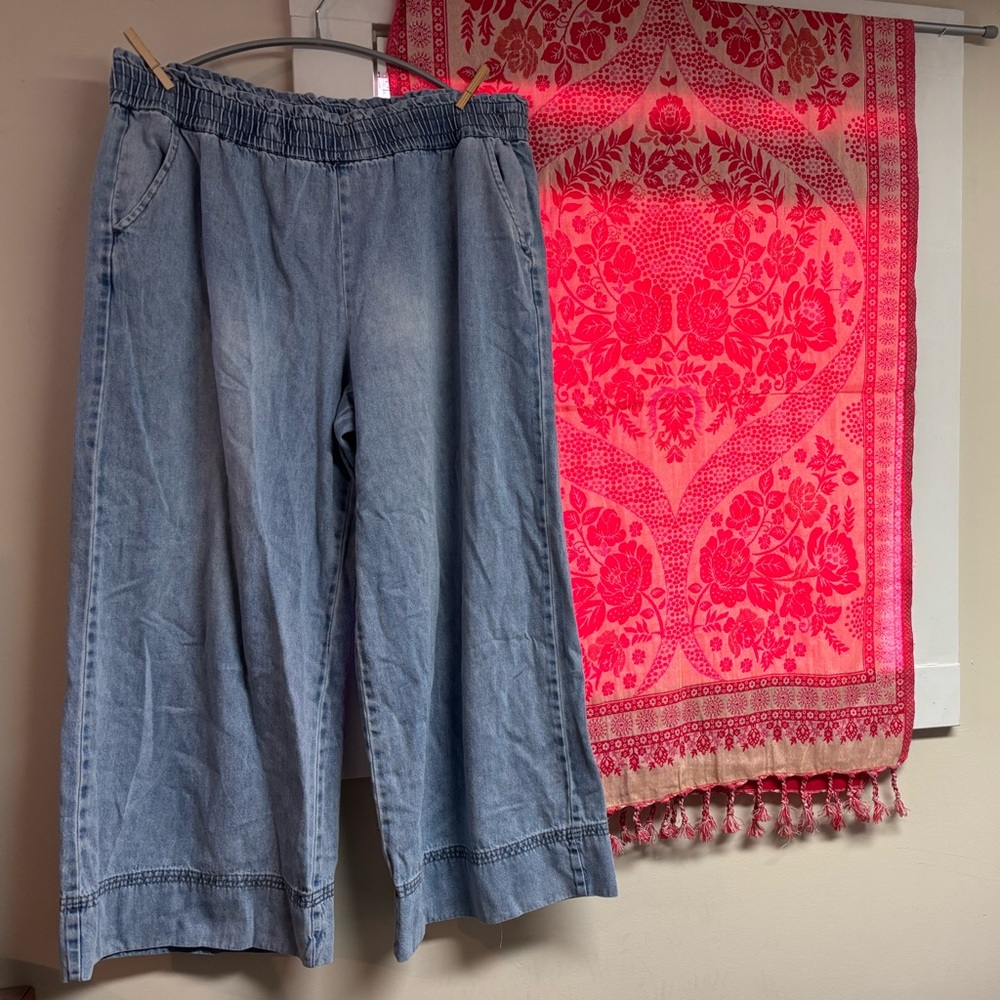 Kensie Wide Leg, Light Blue Denim Jeans